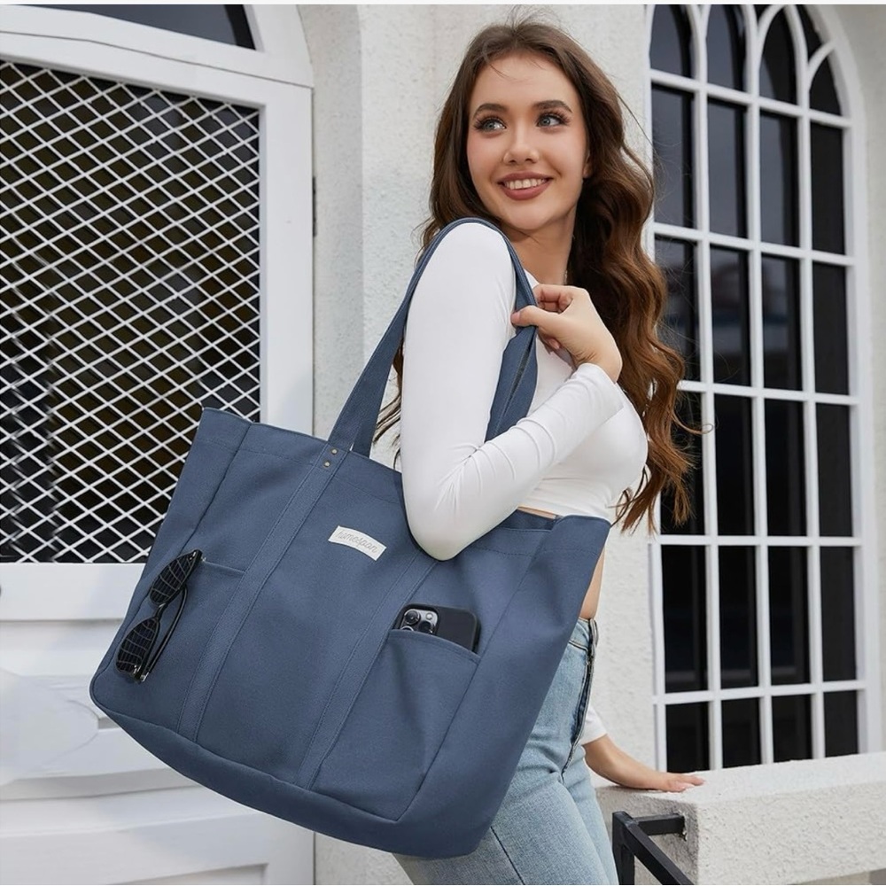 NWOT Stylish Blue Large Canvas Tote Bag by Homespon